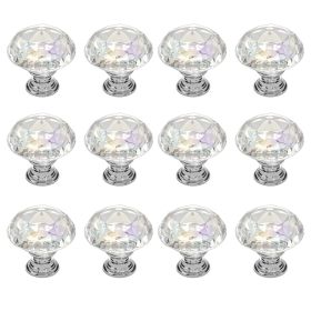 Cabinet Knobs, 12 Pack, 1.22 Inch Acrylic & Zinc Alloy Drawer Pulls Door Handles, Diamond Kitchen Solid Knobs Dresser Handles
